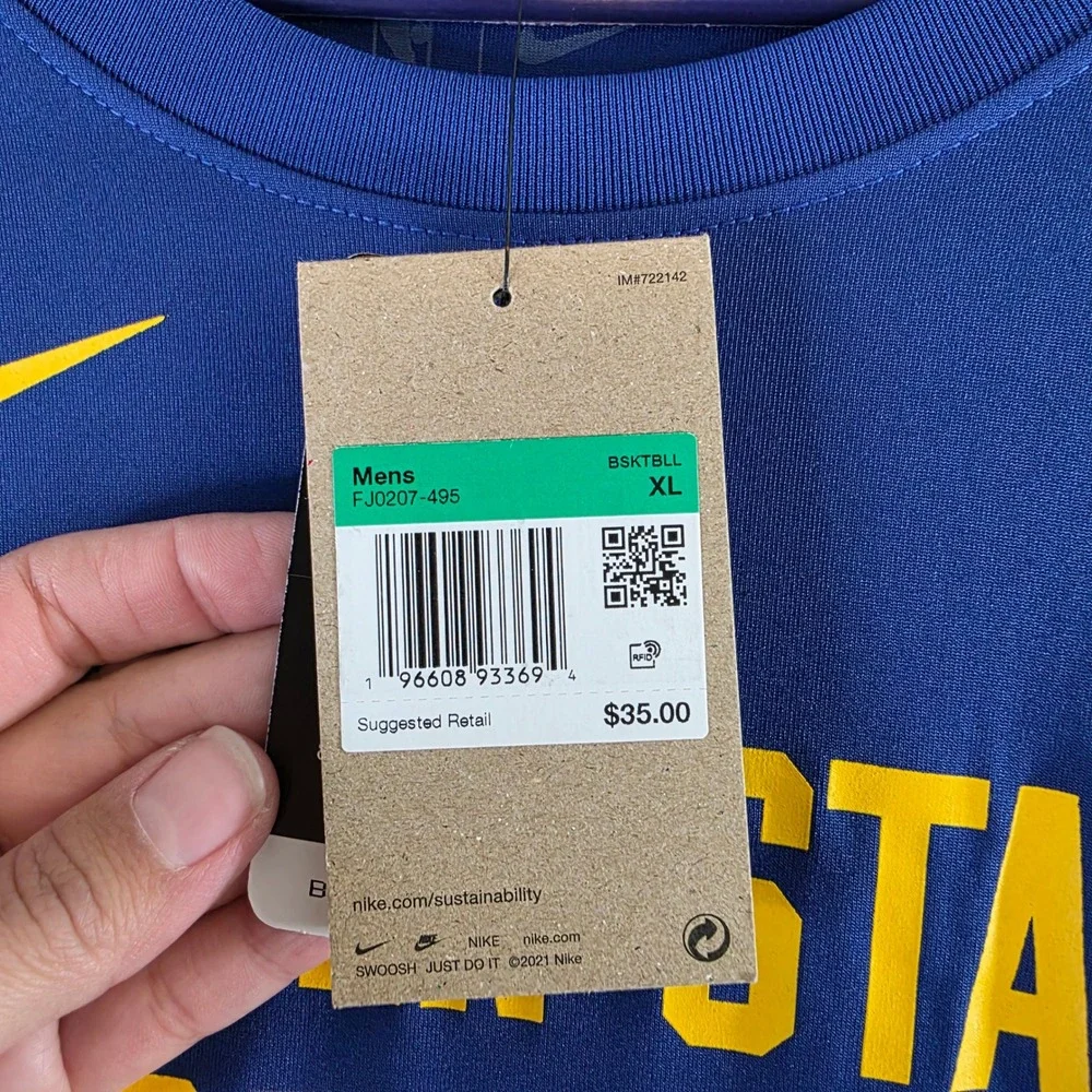 Nike Golden State Warriors Basketball Mens T-Shirt Royal Blue FJ0207-495 XL NEW